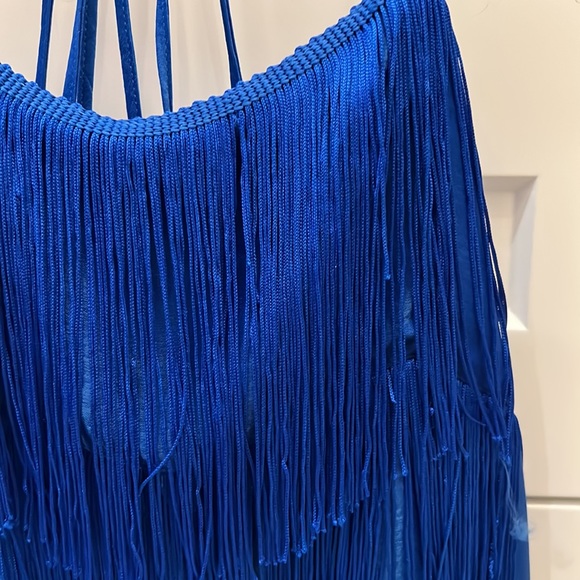 ZARA - Fringed Cobalt Blue Mini Dress - Picture 7 of 14